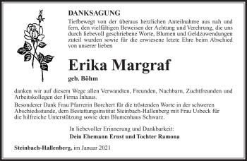 Traueranzeige von Erika Margraf von Südthüringer Presse