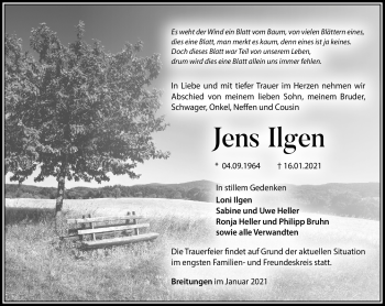Traueranzeige von Jens Illgen von Südthüringer Presse