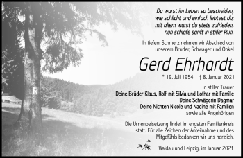 Traueranzeige von Gerd Ehrhardt von Südthüringer Presse