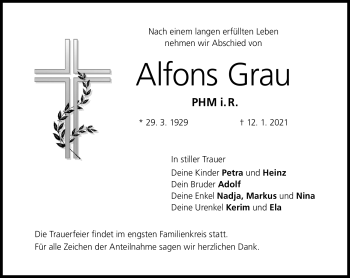 Traueranzeige von Alfons Grau von Neue Presse Coburg