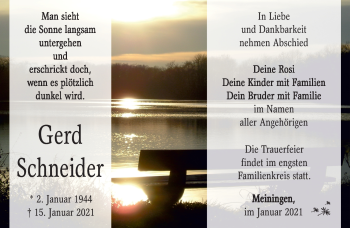 Traueranzeige von Gerd Schneider von Südthüringer Presse