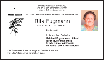Traueranzeige von Rita Fugmann von Frankenpost