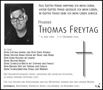 Traueranzeige von Thomas Freytag von Südthüringer Presse