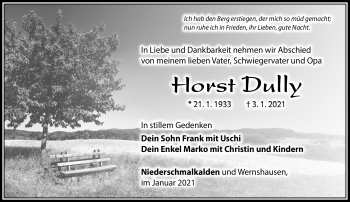 Traueranzeige von Horst Dully von Südthüringer Presse