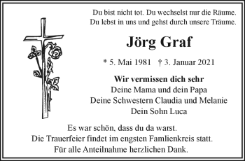 Traueranzeige von Jörg Graf von Frankenpost