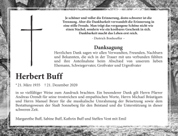 Traueranzeige von Herbert Buff von Südthüringer Presse