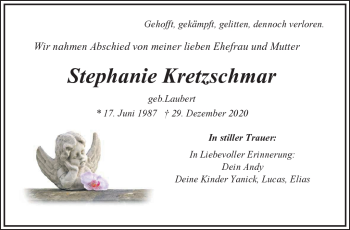 Traueranzeige von Stephanie Kretzschmar von Frankenpost