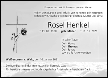 Traueranzeige von Rosel Henkel von Neue Presse Coburg