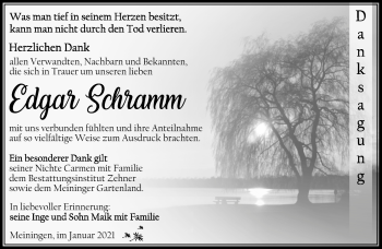 Traueranzeige von Edgar Schramm von Südthüringer Presse