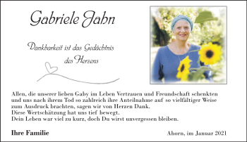 Traueranzeige von Gabriele Jahn von Neue Presse Coburg