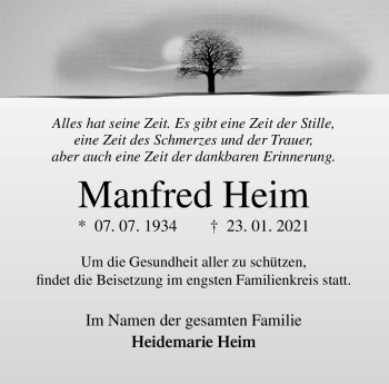 Traueranzeige von Manfred Heim von Neue Presse Coburg