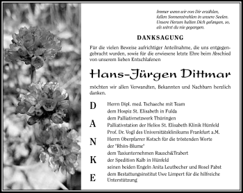 Traueranzeige von Hans-Jürgen Dittmar von Südthüringer Presse