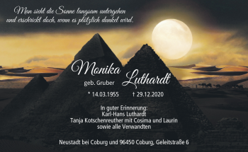 Traueranzeige von Monika Luthardt von Neue Presse Coburg