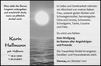 Traueranzeige von Karin Hellmann von Südthüringer Presse