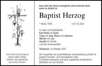 Traueranzeige von Baptist Herzog von Neue Presse Coburg