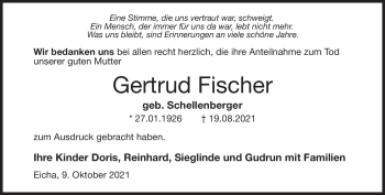 Traueranzeige von Gertrud Fischer von Neue Presse Coburg