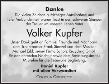 Traueranzeige von Volker Kupfer von Neue Presse Coburg