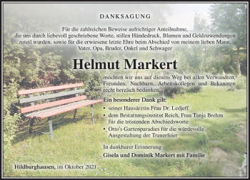 Traueranzeige von Helmut Markert von Südthüringer Presse