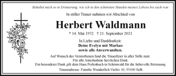 Traueranzeige von Herbert Waldmann von Frankenpost
