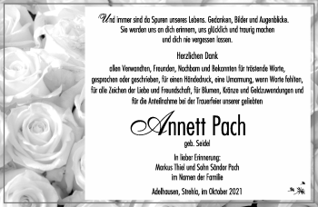 Traueranzeige von Annett Pach von Südthüringer Presse