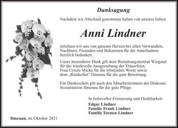 Traueranzeige von Anni Lindner von Südthüringer Presse