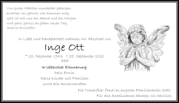 Traueranzeige von Inge Ott von Frankenpost