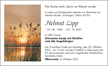 Traueranzeige von Helmut Lipp von Südthüringer Presse
