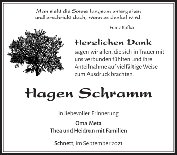 Traueranzeige von Hagen Schramm von Südthüringer Presse