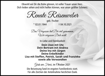 Traueranzeige von Renate Reisenweber von Neue Presse Coburg