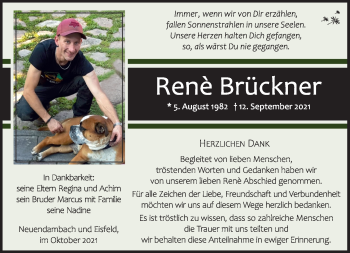 Traueranzeige von René Brückner von Südthüringer Presse