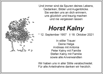 Traueranzeige von Horst Kalny von Frankenpost