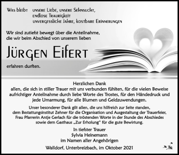 Traueranzeige von Jürgen Eifert von Südthüringer Presse