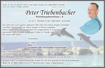 Traueranzeige von Peter Triebenbacher von Frankenpost