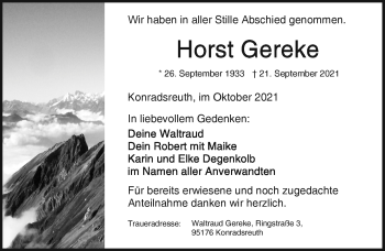 Traueranzeige von Horst Gereke von Frankenpost