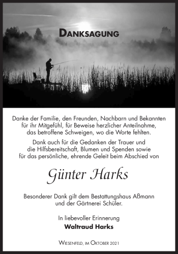 Traueranzeige von Günter Harks von Südthüringer Presse