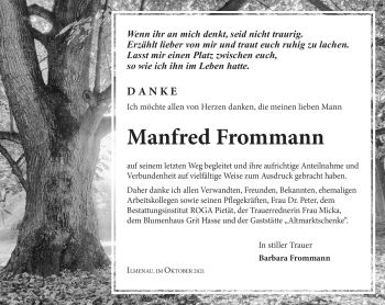 Traueranzeige von Manfred Frommann von Südthüringer Presse