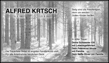 Traueranzeige von Alfred Krtsch von Frankenpost