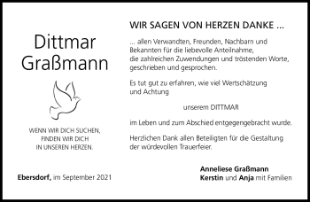 Traueranzeige von Dittmar Graßmann von Neue Presse Coburg