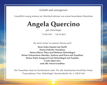 Traueranzeige von Angela Quercino von Frankenpost