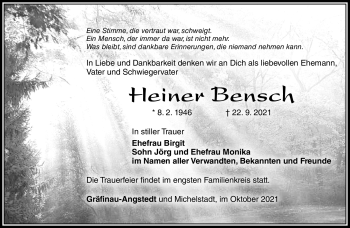 Traueranzeige von Heiner Busch von Südthüringer Presse
