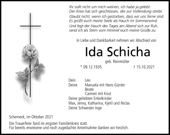 Traueranzeige von Ida Schicha von Neue Presse Coburg