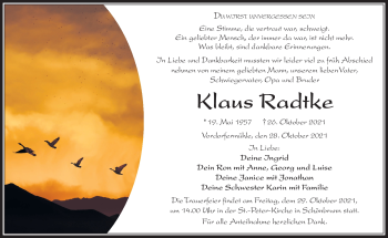 Traueranzeige von Klaus Radtke von Frankenpost