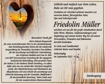 Traueranzeige von Friedolin Müller von Südthüringer Presse