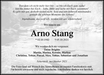Traueranzeige von Arno Stang von Neue Presse Coburg