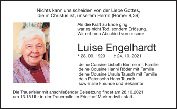Traueranzeige von Luise Engelhardt von Frankenpost