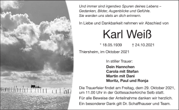 Traueranzeige von Karl Weiß von Frankenpost