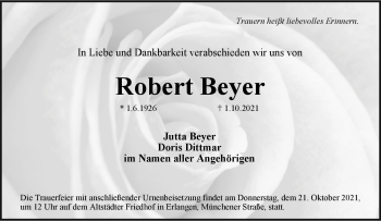 Traueranzeige von Robert Beyer von Frankenpost