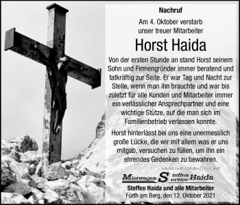 Traueranzeige von Horst Haida von Neue Presse Coburg