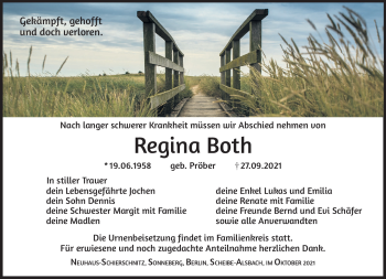 Traueranzeige von Regina Both von Südthüringer Presse