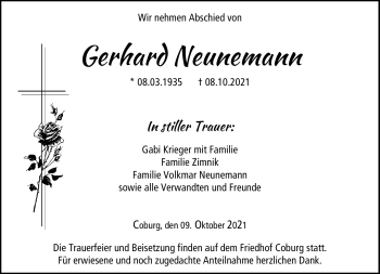 Traueranzeige von Gerhard Neunemann von Neue Presse Coburg